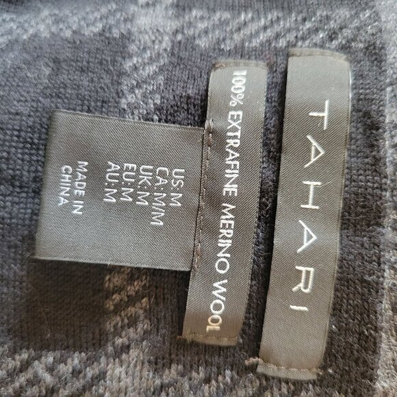 Tahari Womens Gray Plaid Merino Wool Sweater M - Picture 5 of 5